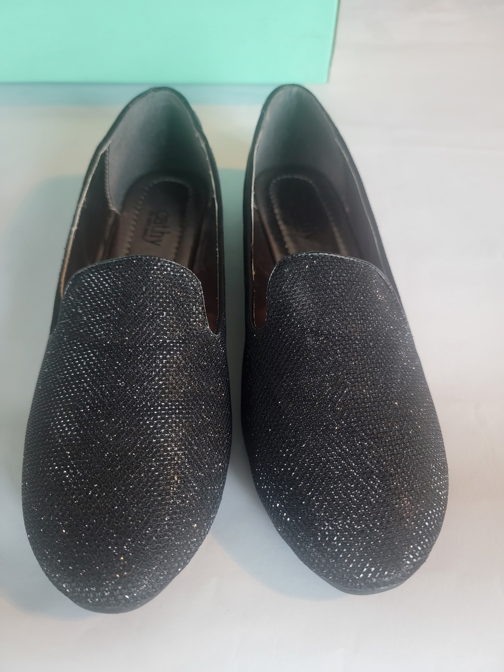 Women's Black Sparkle Slip-On Loafers